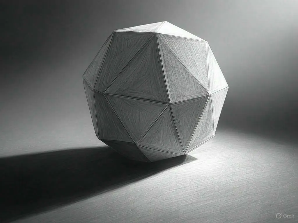 A sketch of a multi-sided 3d geometric shape on pa