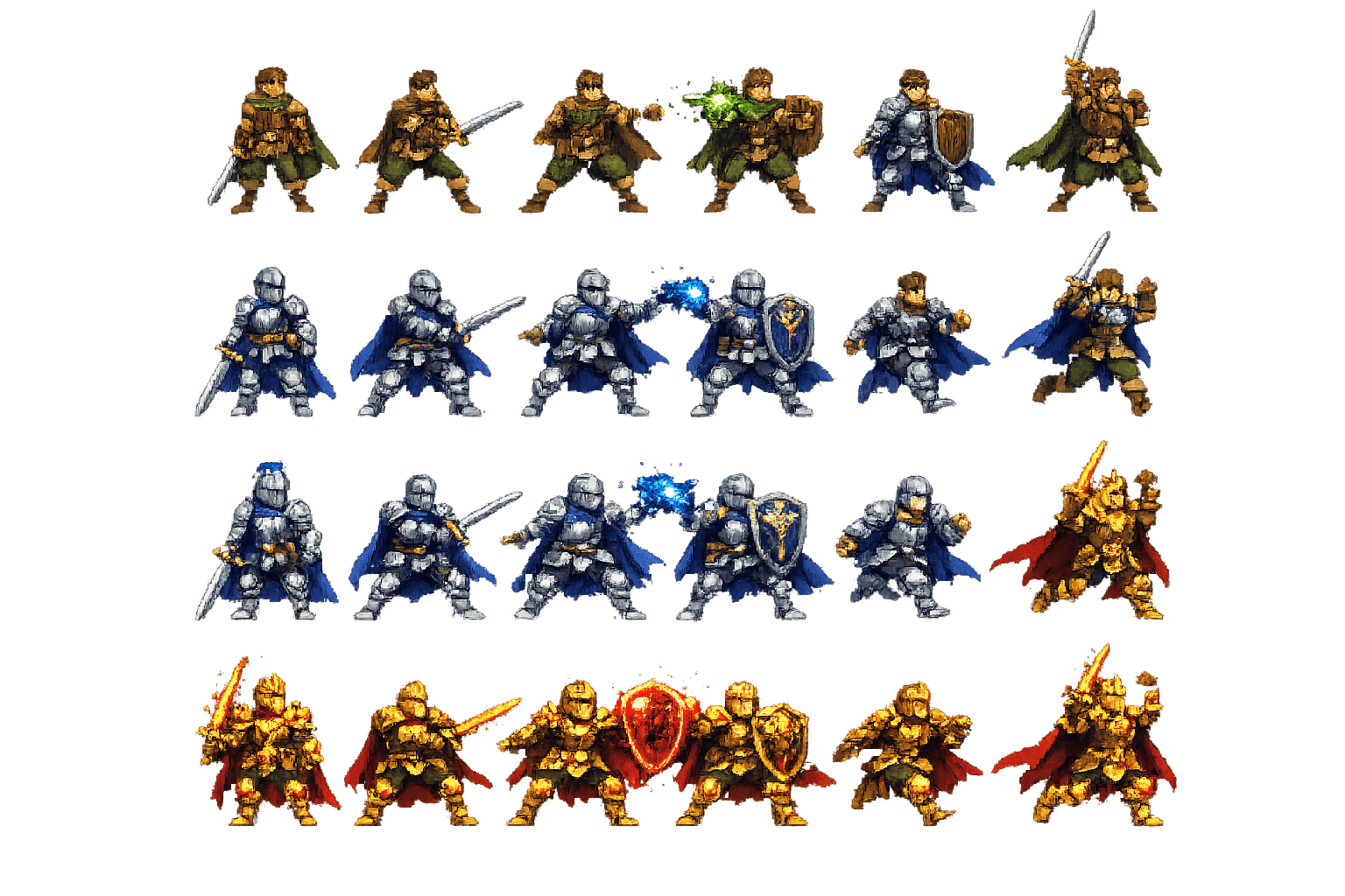 Create a detailed, square pixel-art image showcasi