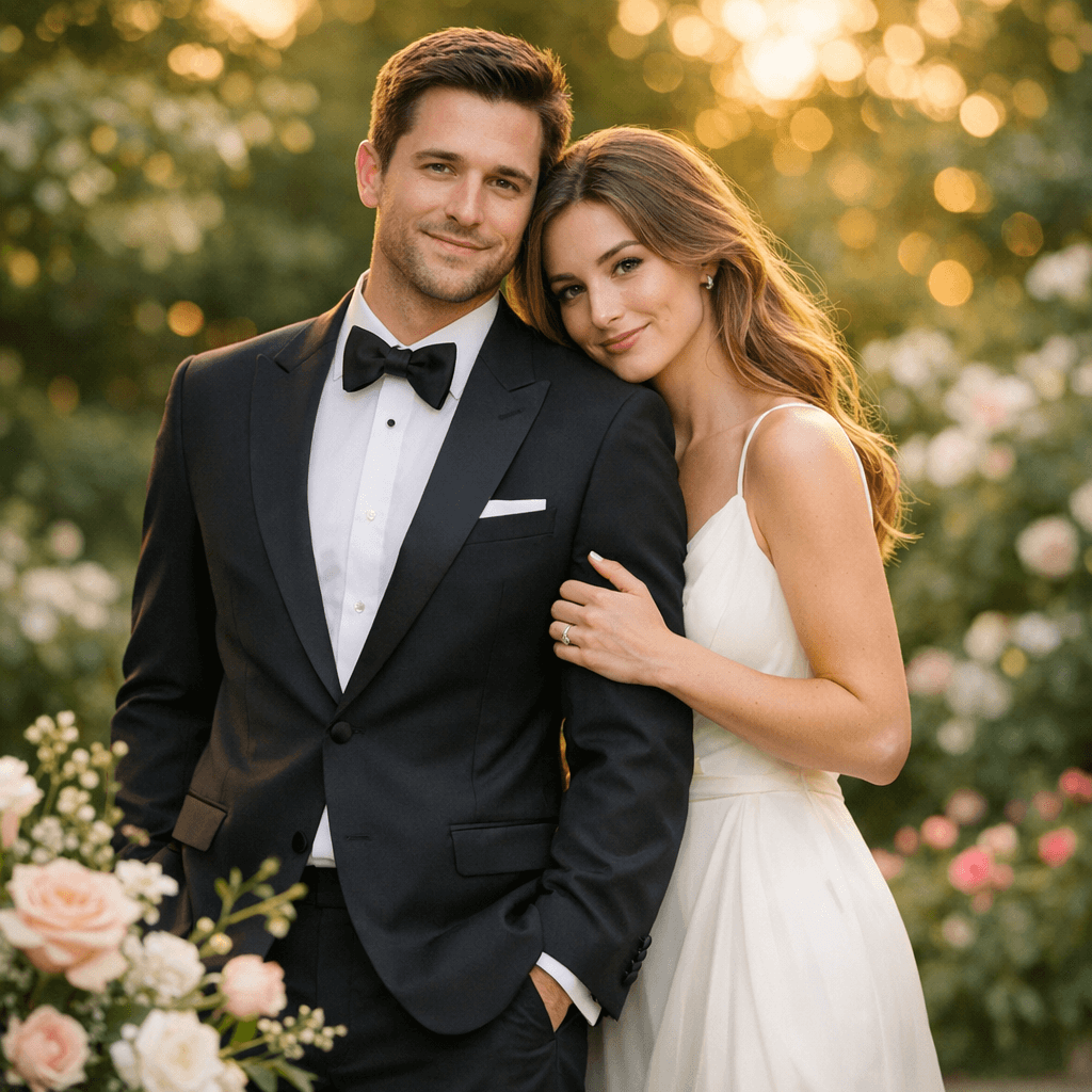 Intent: wedding photography portfolio image. Backg