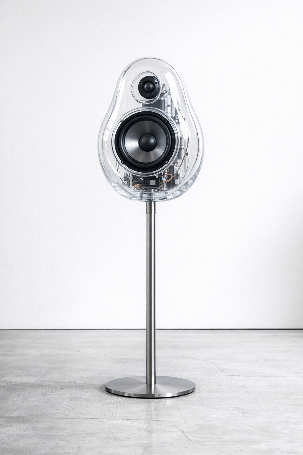 Create a minimalist home speaker out of glass.  It