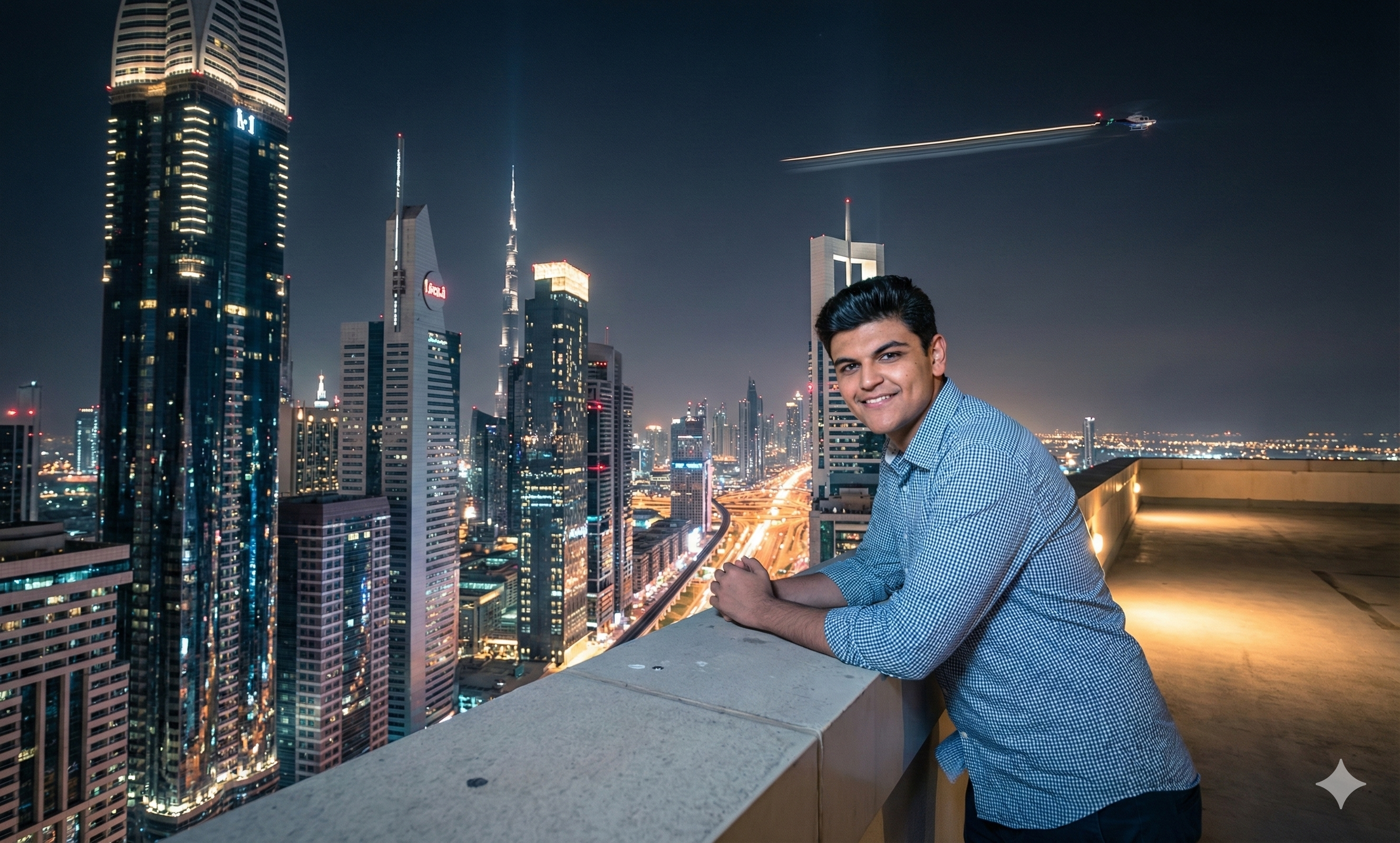 A striking night photograph shows the person attac