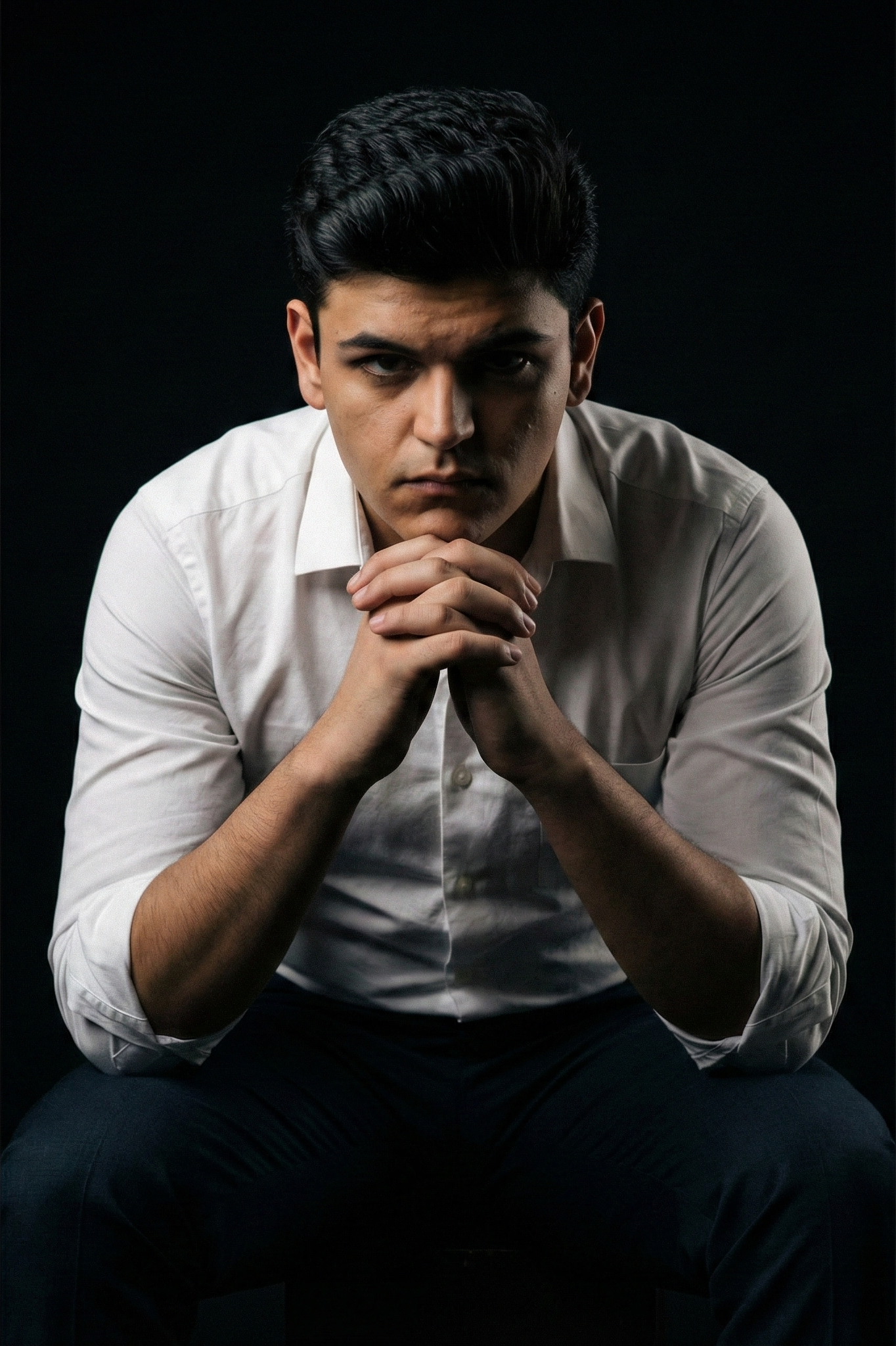 Editorial portrait of the reference photo, with a 