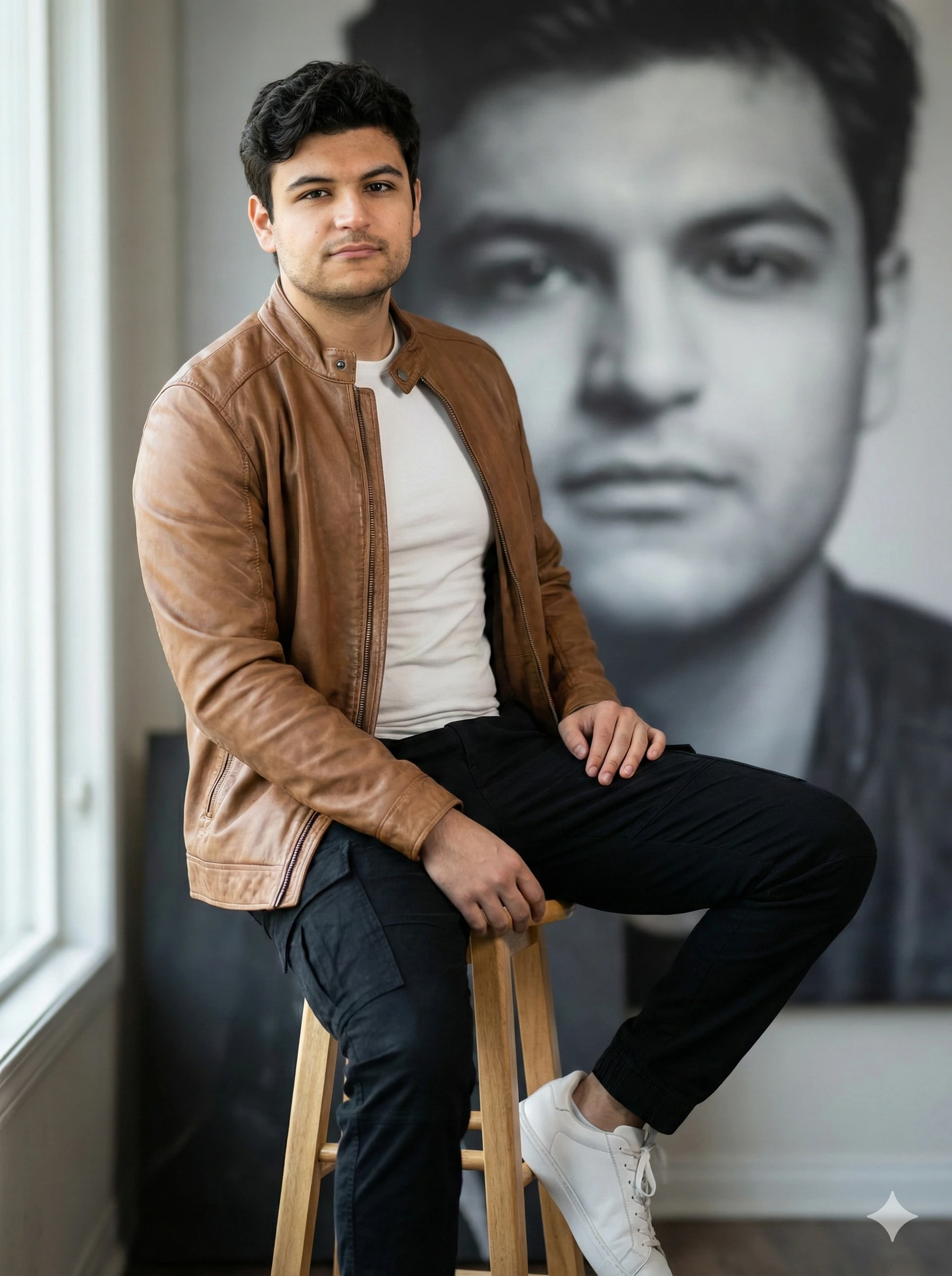 Use the attached photo to create a handsome young