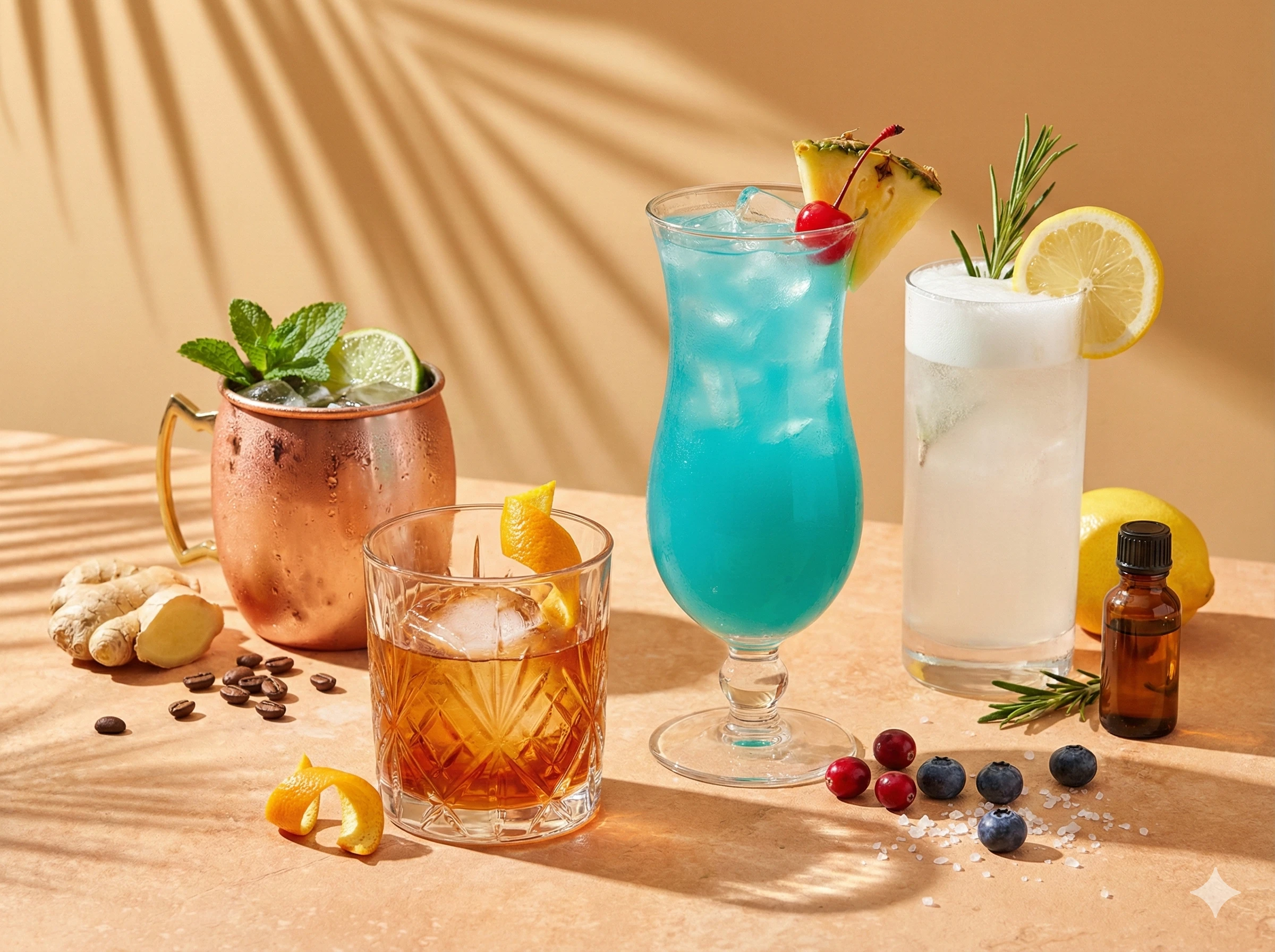 Professional product photography of assorted summe