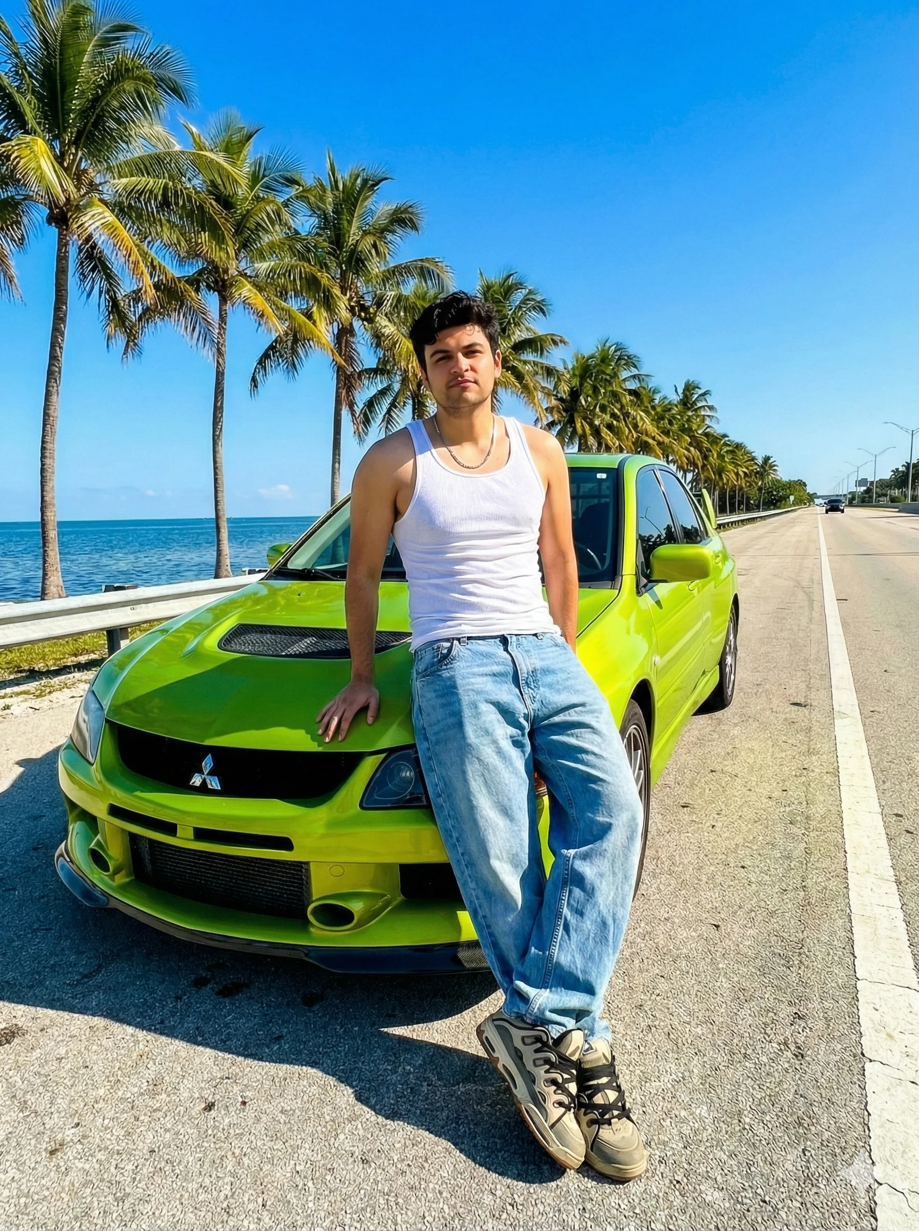 A cinematic low-angle full-body shot of a man in h