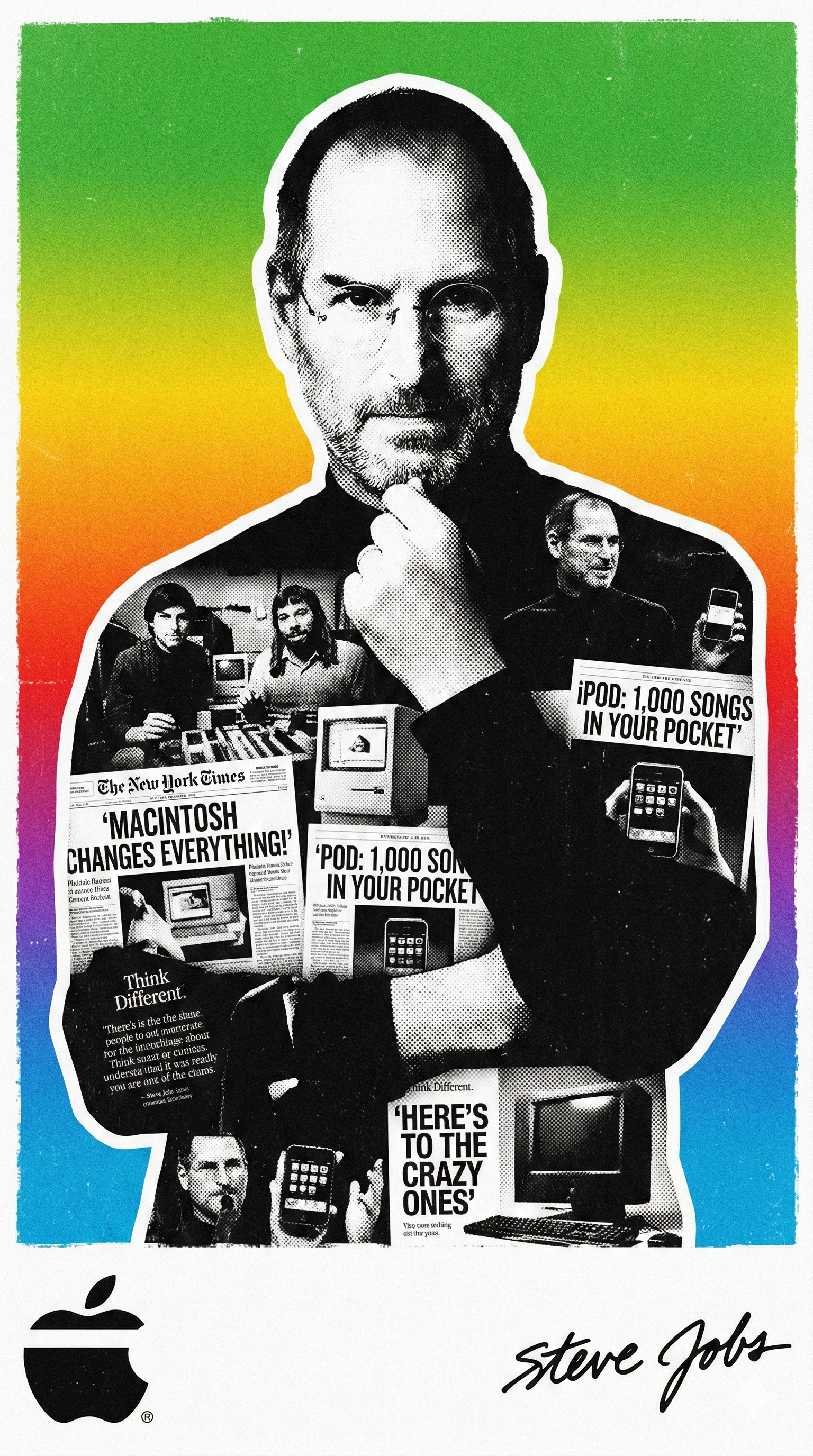 Steve Jobs. Act as a graphic designer specializing