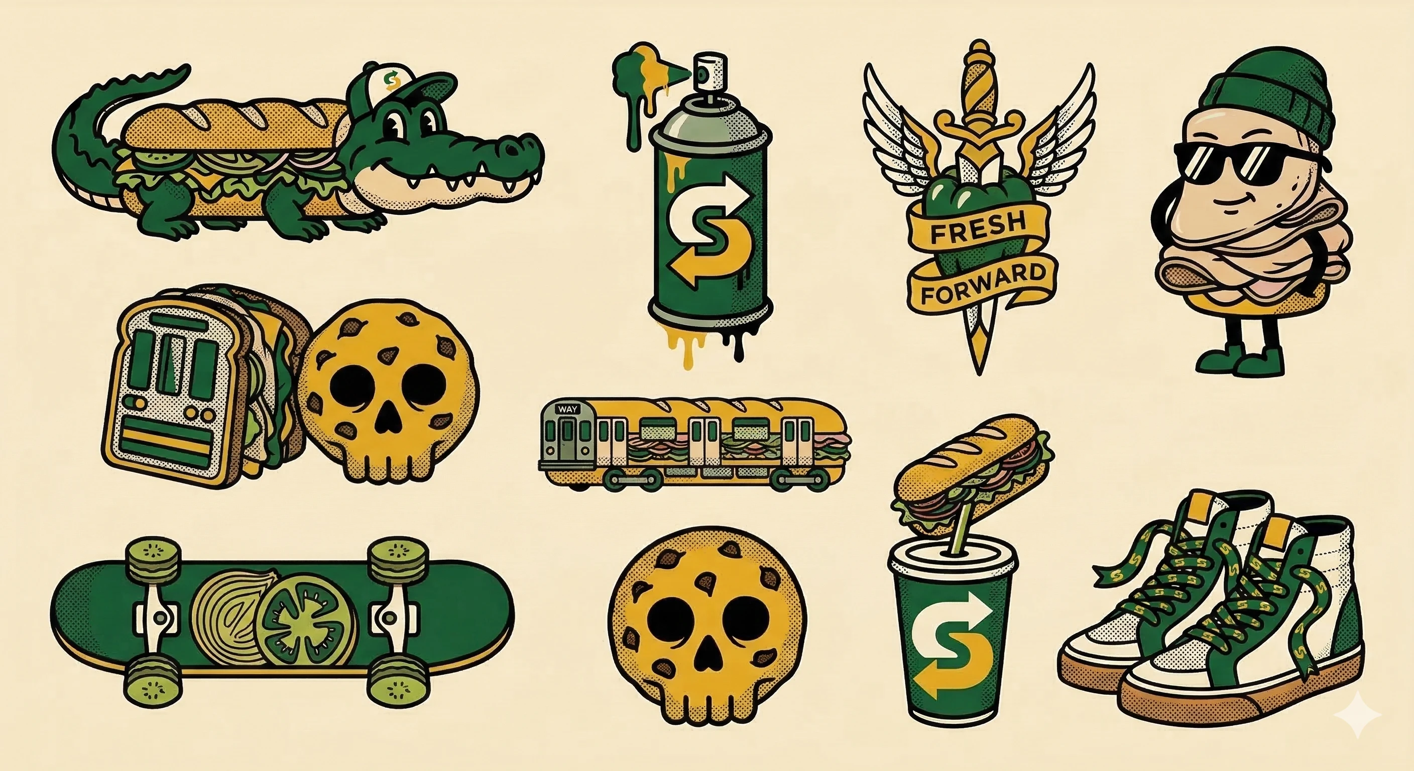 Subway. Act as a Streetwear Graphic Designer and I