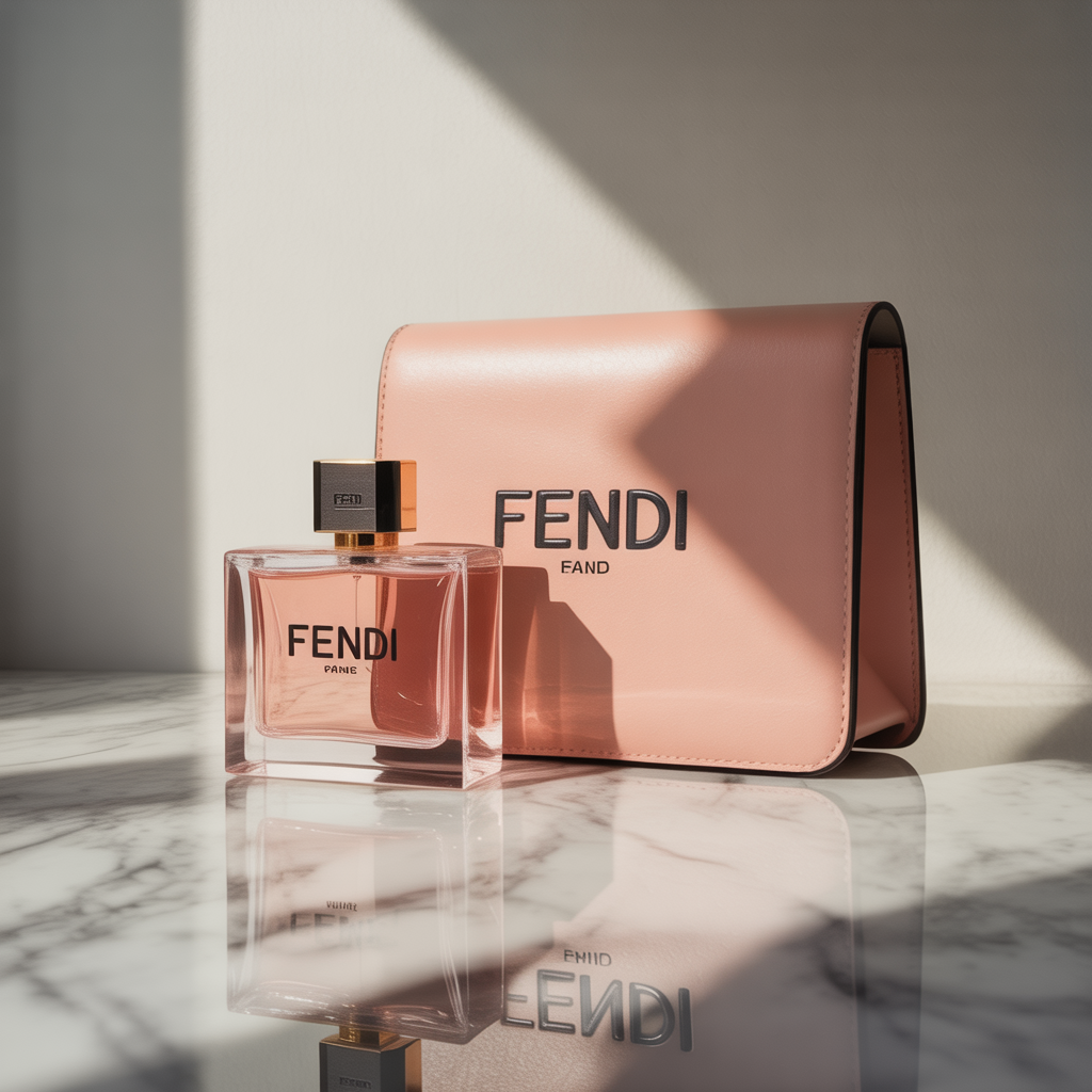 A product photography composition of A Fendi bag a