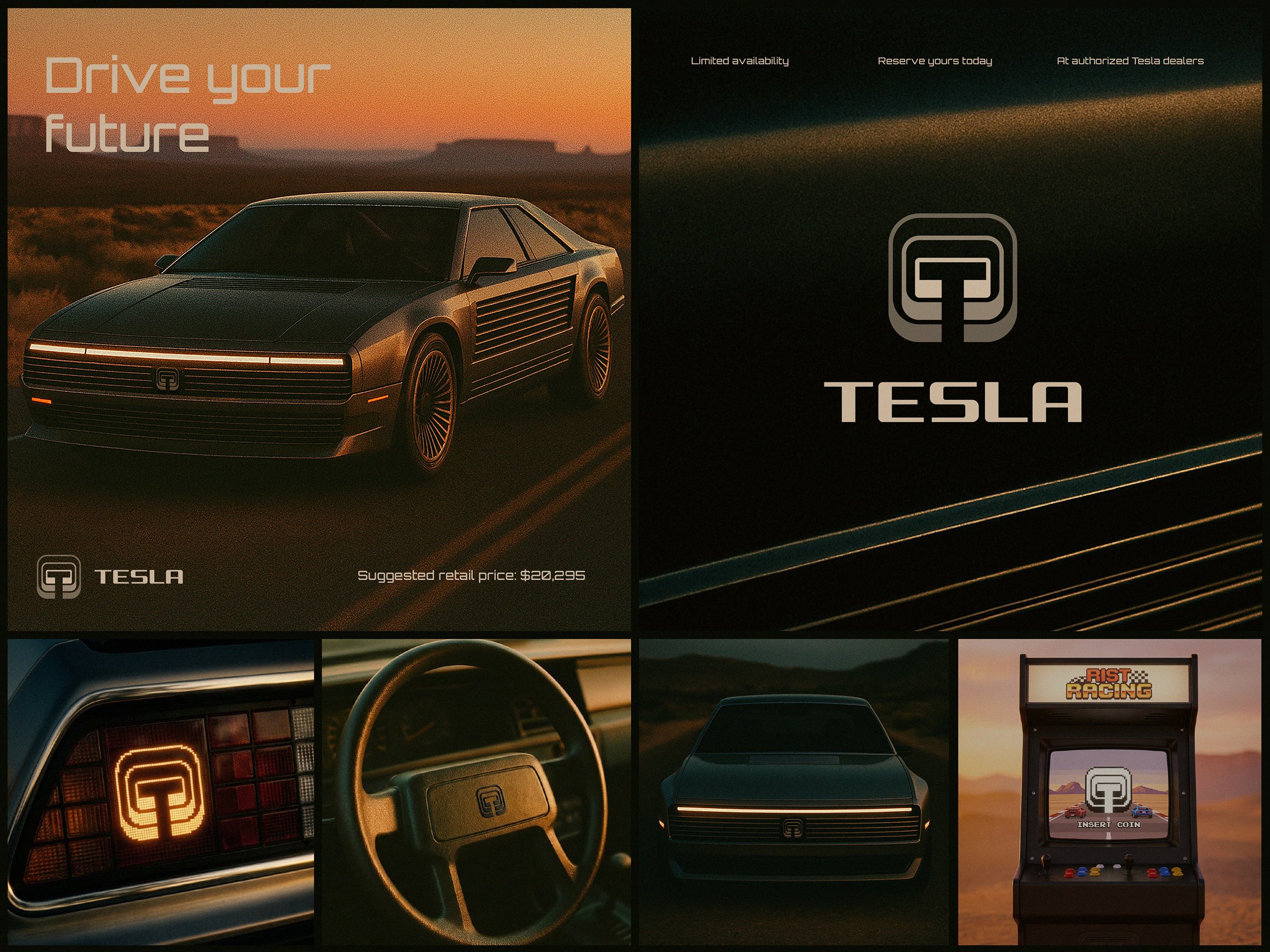 Tesla branding as if it were born in the 80s
