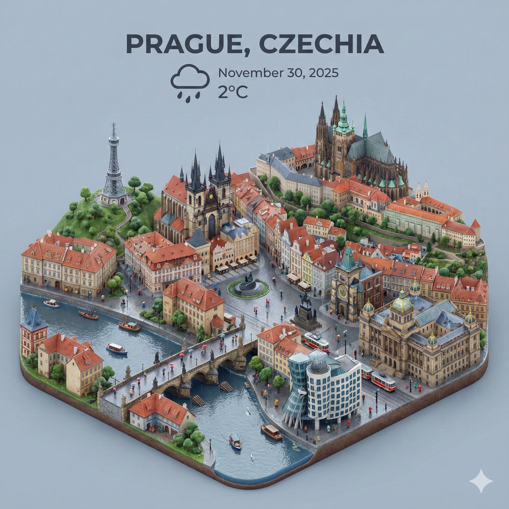CITY=Prague,Czechia

Present a clear, 45° top-down