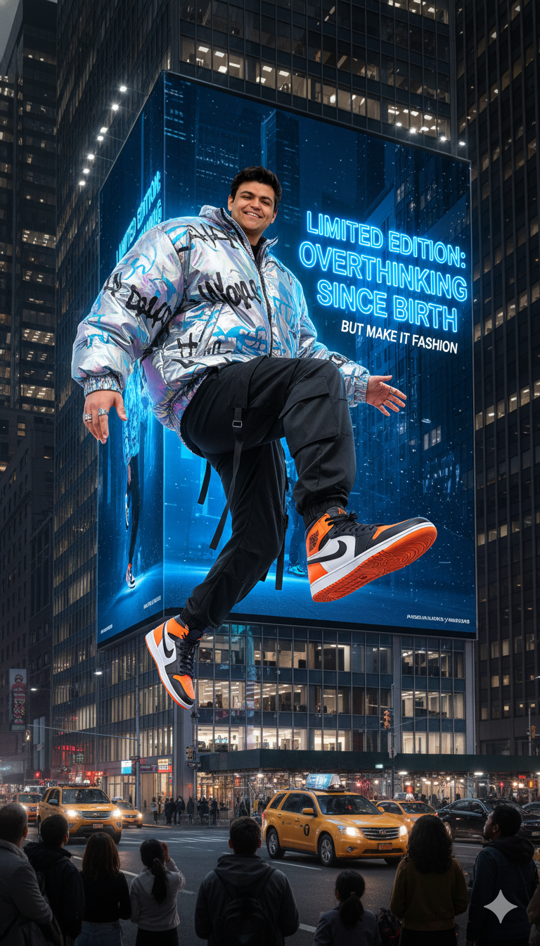 
A giant fashion 3D billboard on the side of a mod