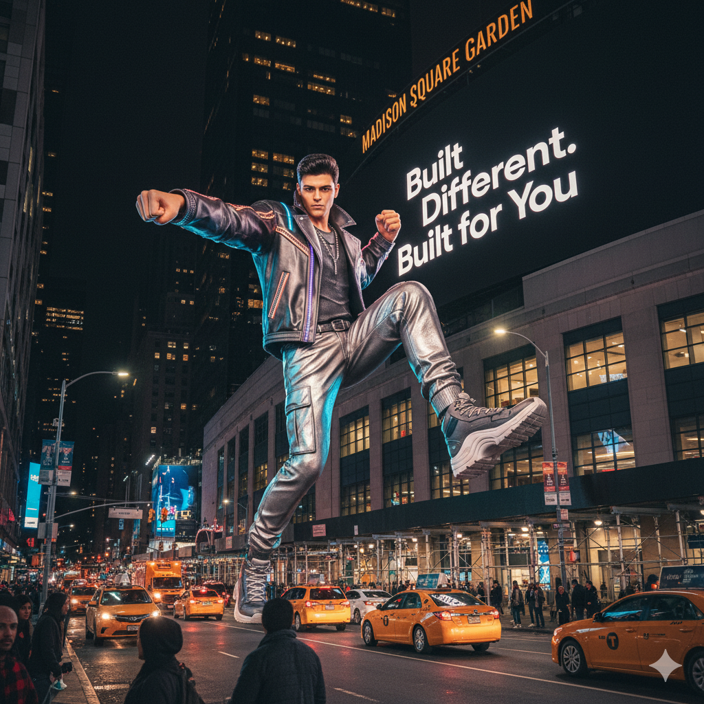 
A giant rockstart 3D billboard on the side of the